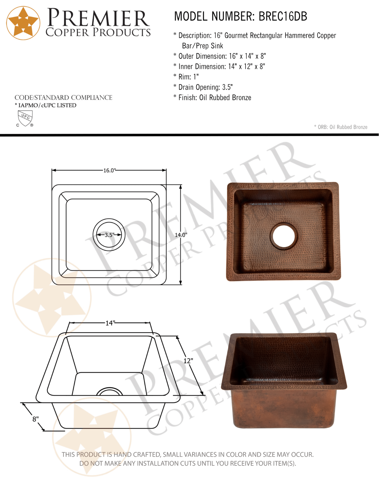 Premier Copper Products IER1042 Specifications - ManualMachine.com