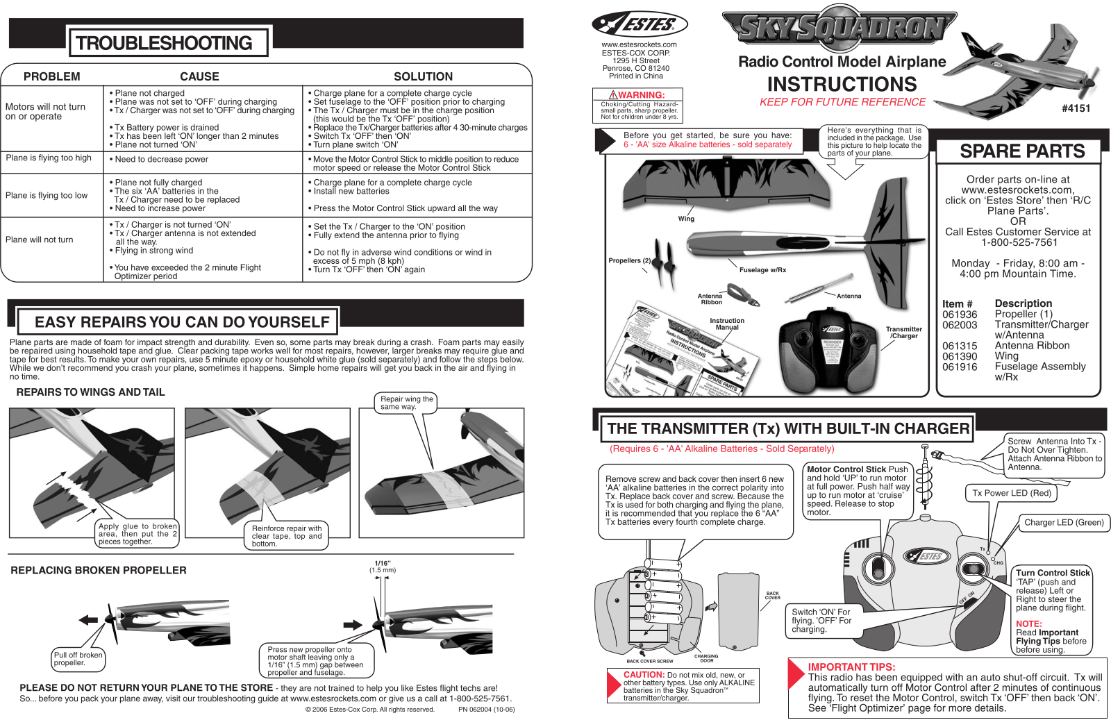 ESTES Park Flyer User Manual