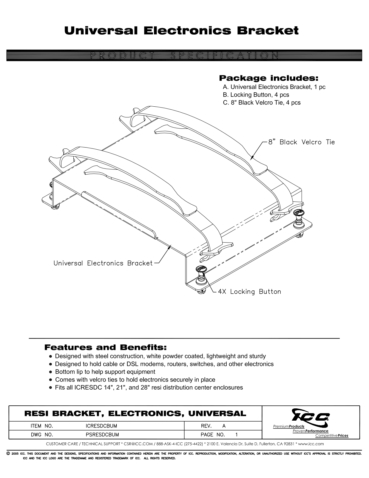 ICC ICRESDCBUM Specsheet - ManualMachine.com