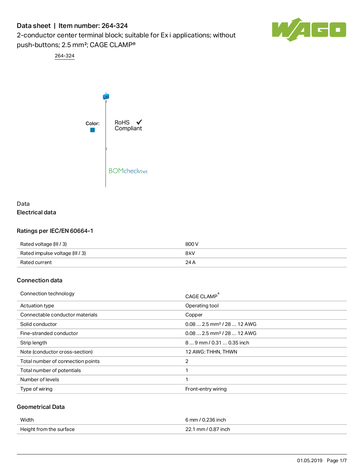 Wago 264-324 Data Sheet