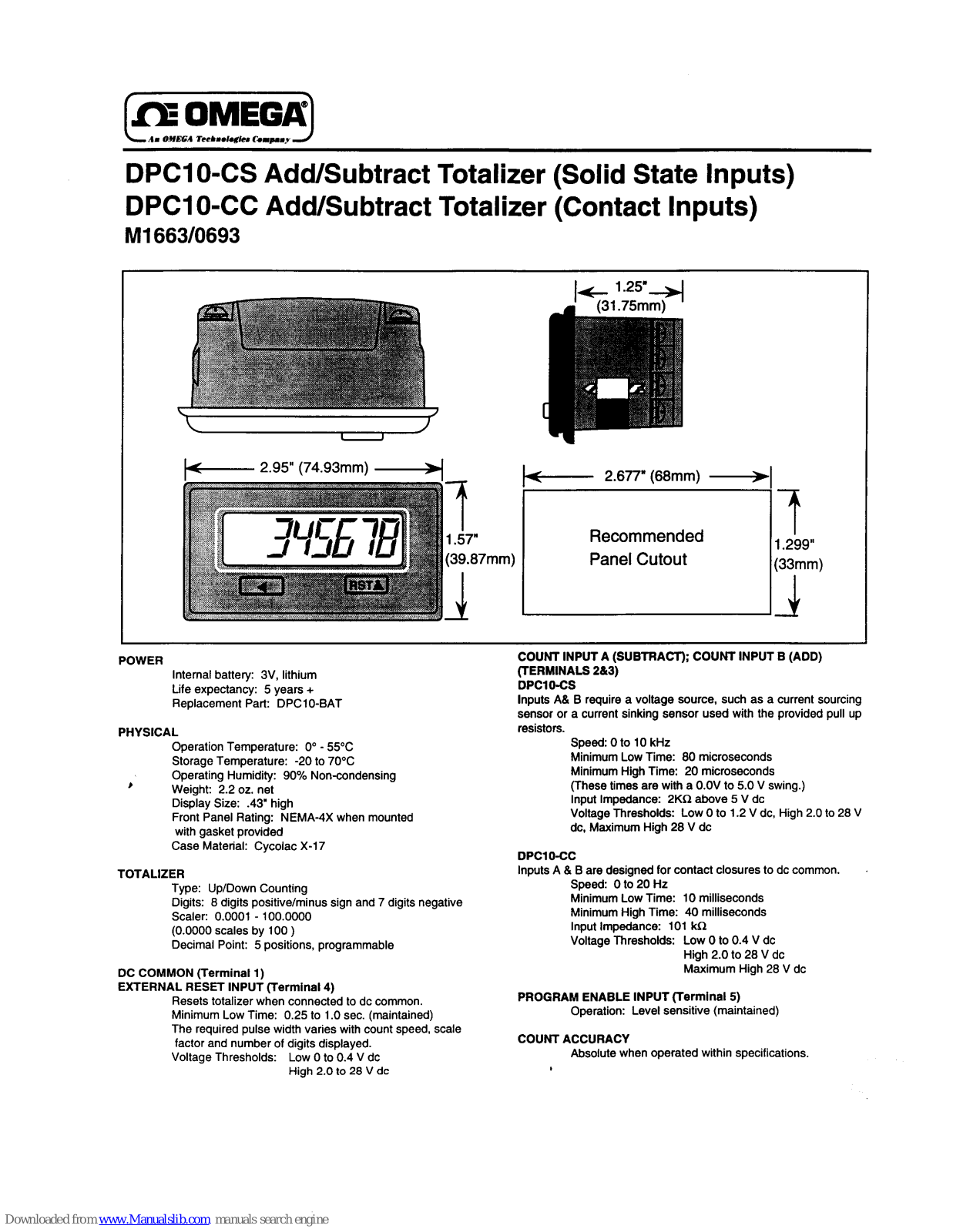 Omega Engineering DPC10-CC Brochure - ManualMachine.com