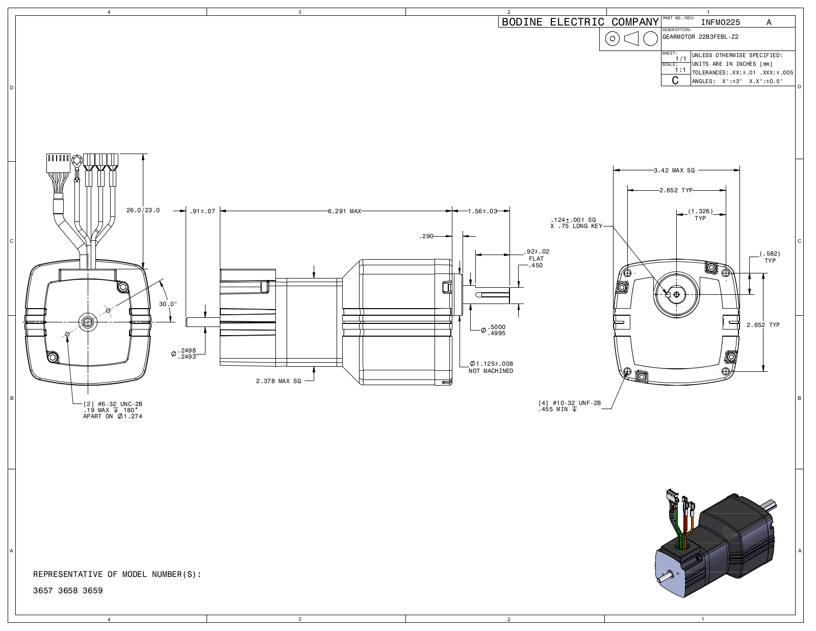 Bodine 3657, 3658, 3659 Reference Drawing