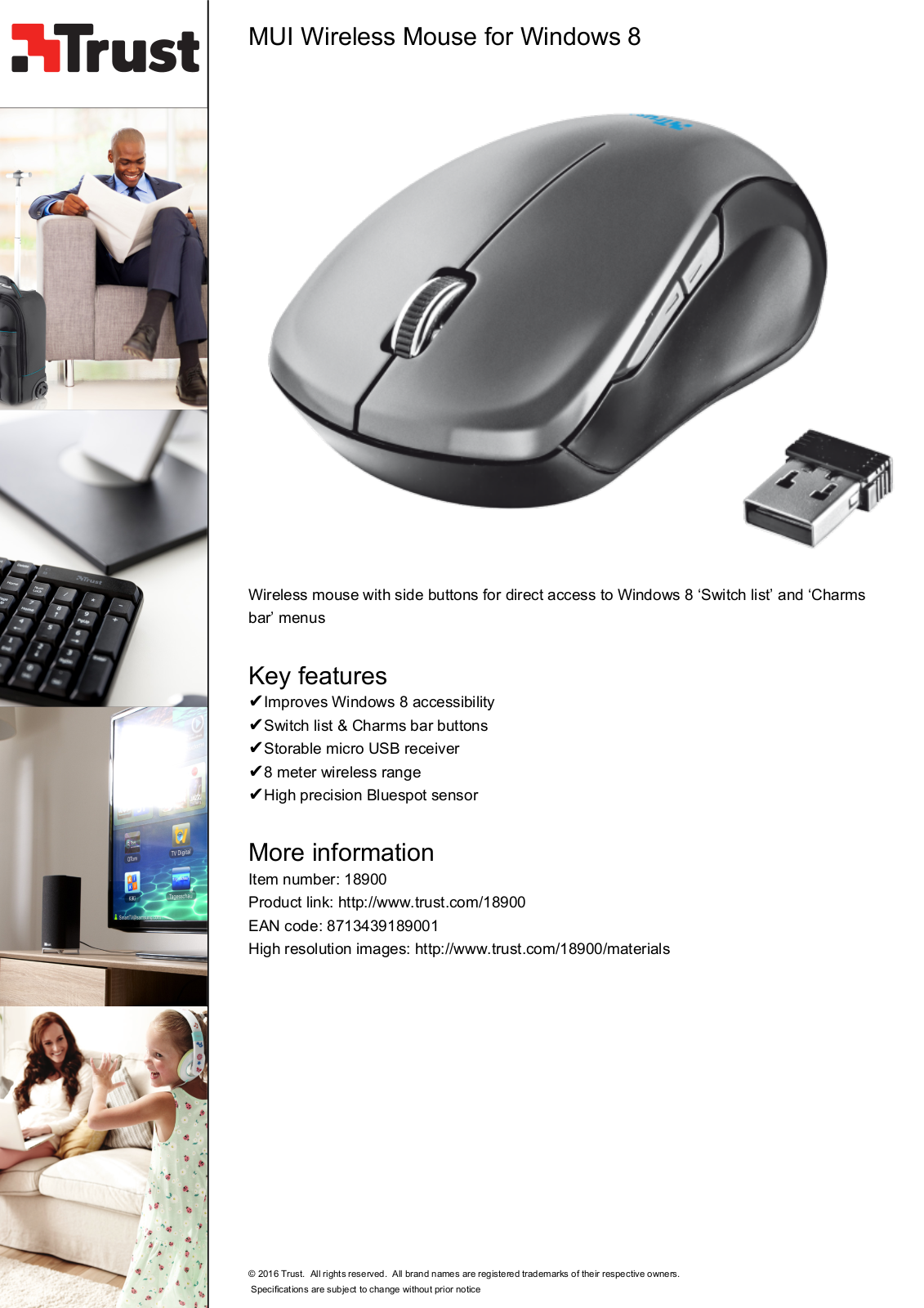 Trust MUI Wireless Mouse for Windows 8 User Manual