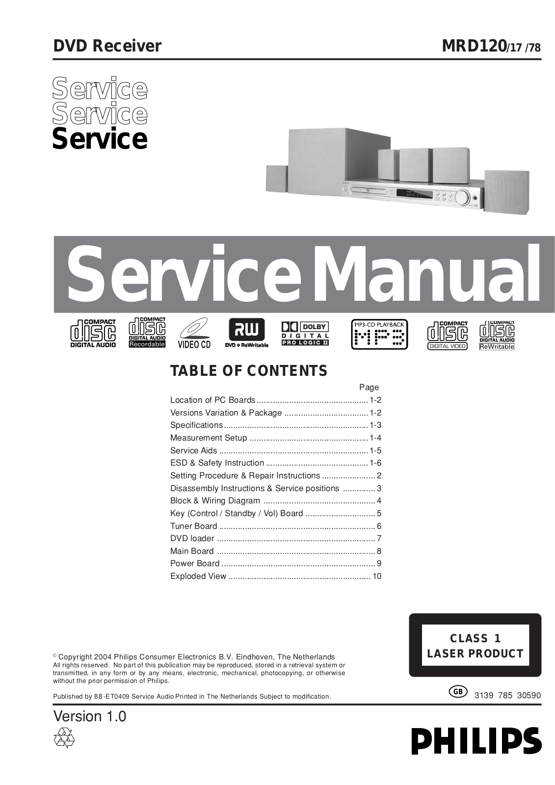 Philips MRD120-17-78 Service Manual