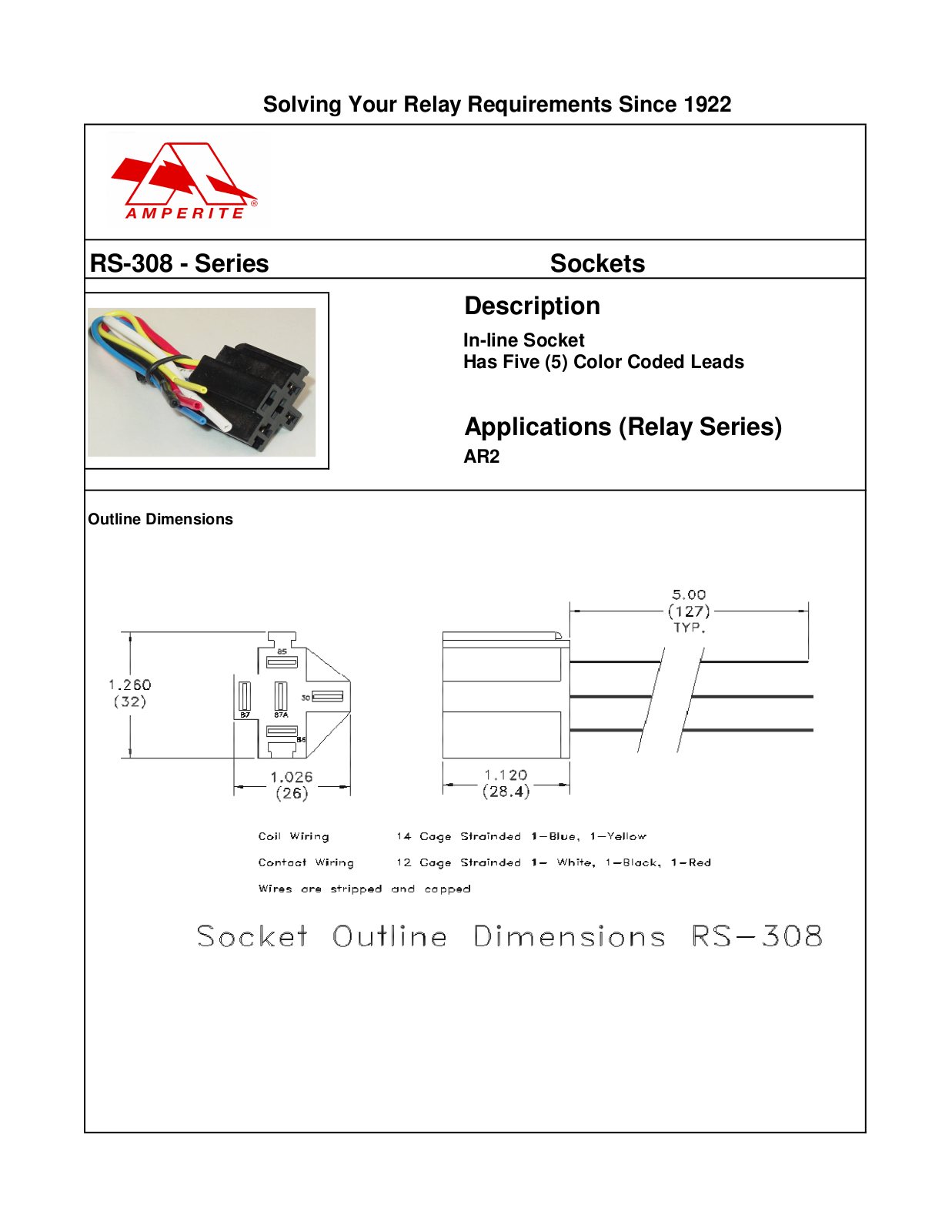 Amperite RS-308 Series Dimensional Sheet - ManualMachine.com