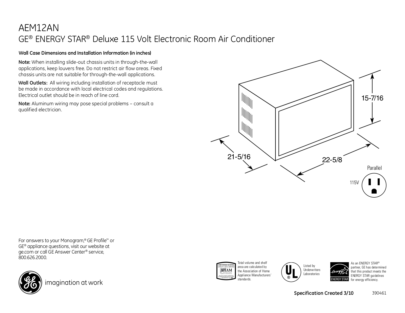 GE AEM12AN Specification