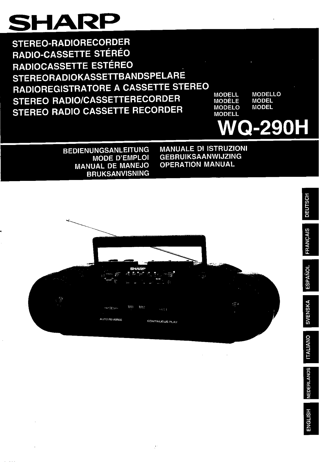 Sharp WQ-290H User Manual