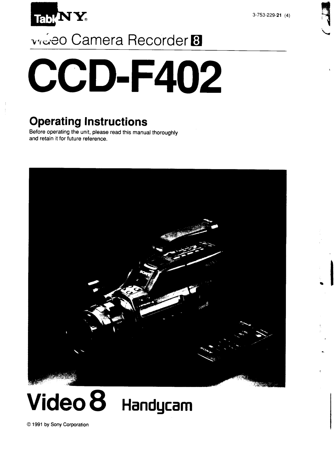 Sony CCD-F402 Operating Instruction