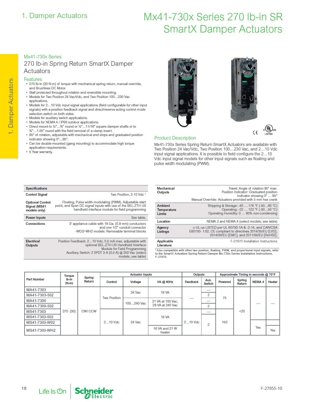 Schneider Electric MA41-7300-502 Catalog Page