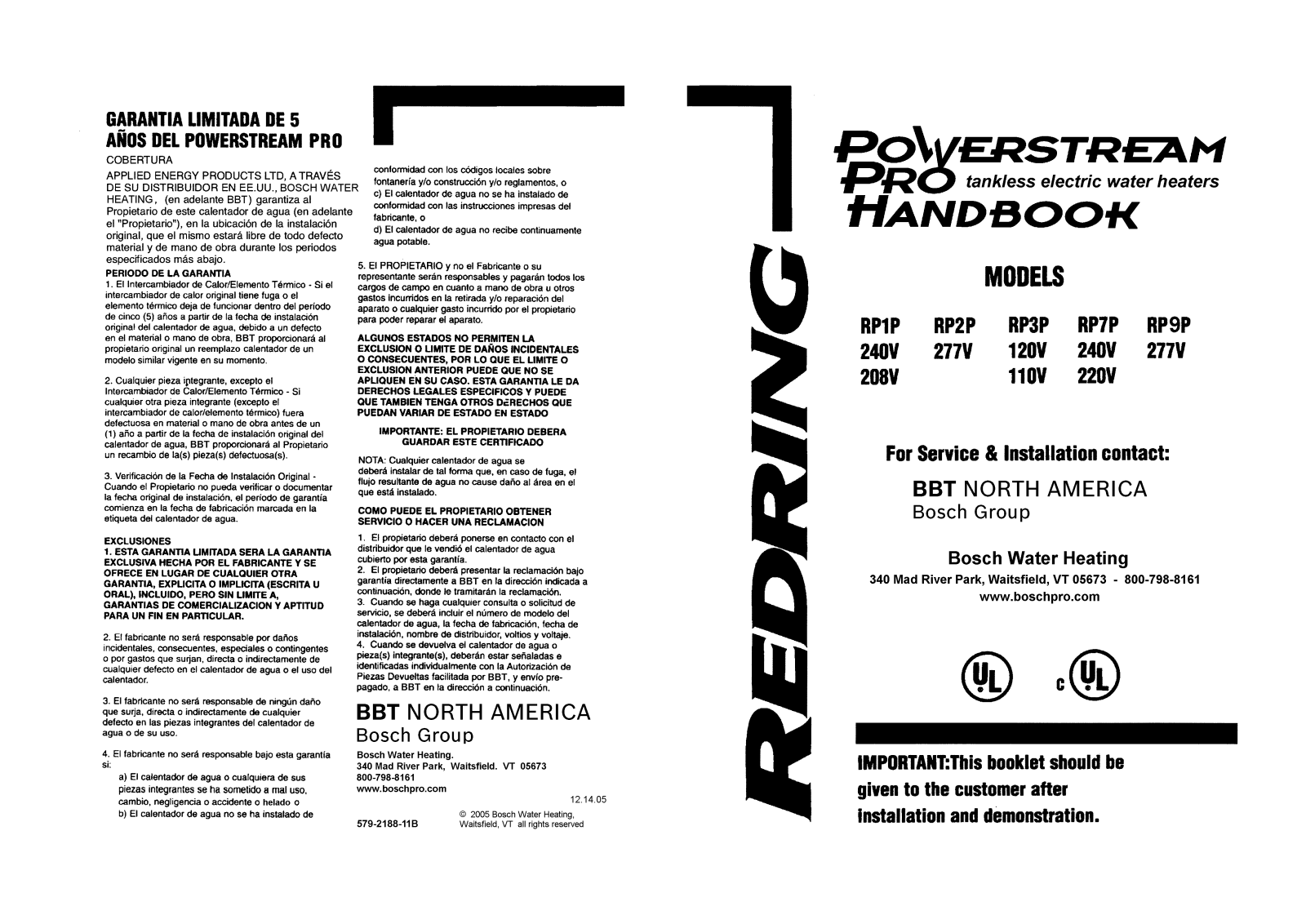 Bosch RP1P, RP3P, RP2P, RP7P, RP9P Manual