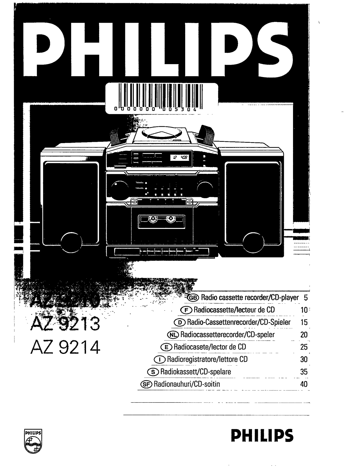 Philips AZ9214/17, AZ9214, AZ9213/17 User Manual