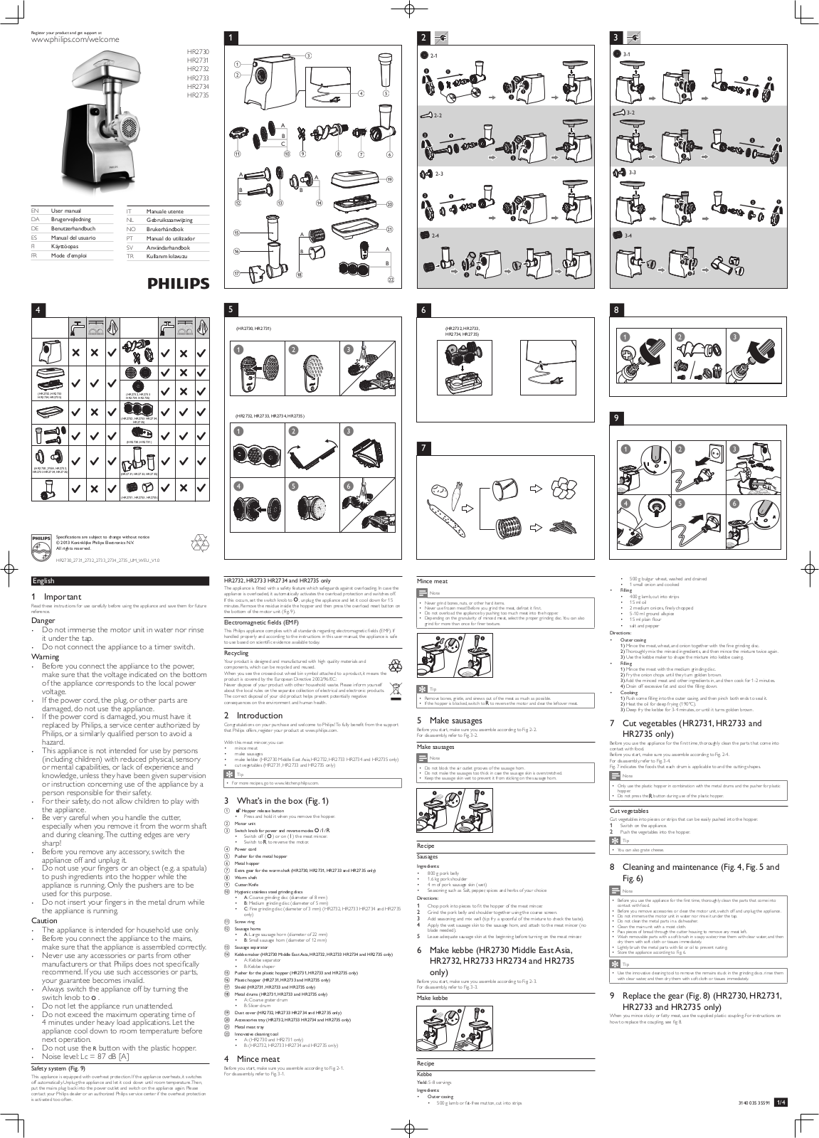 Philips HR2733, HR2732, HR2731, HR2734, HR2735 User Manual