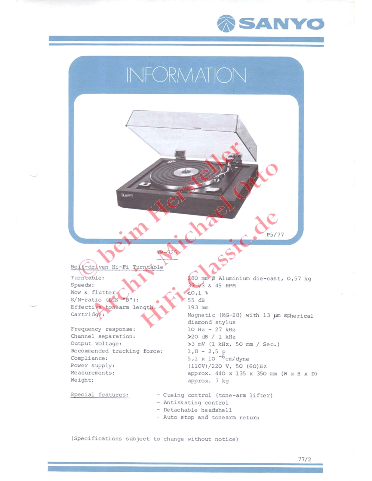 Sanyo TP-525 User guide - ManualMachine.com