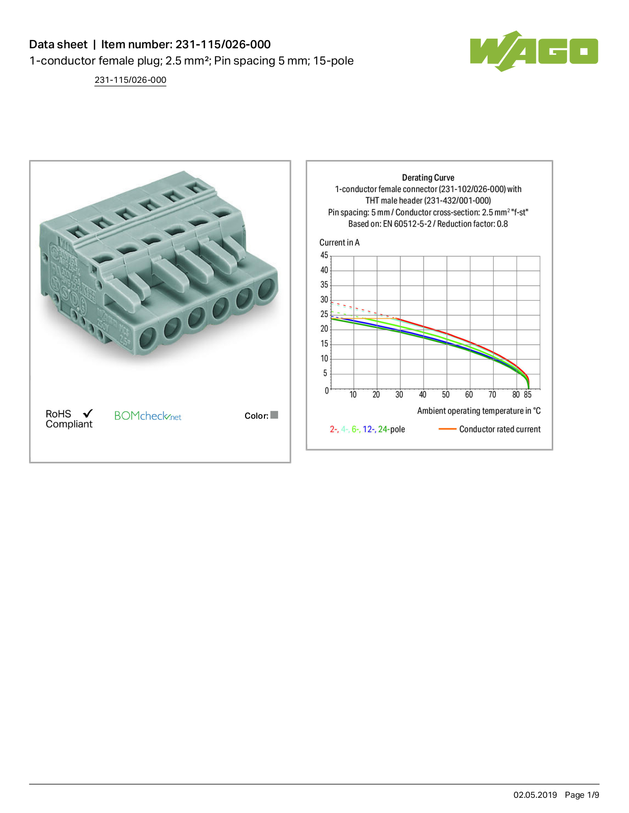 Wago 231-115/026-000 Data Sheet