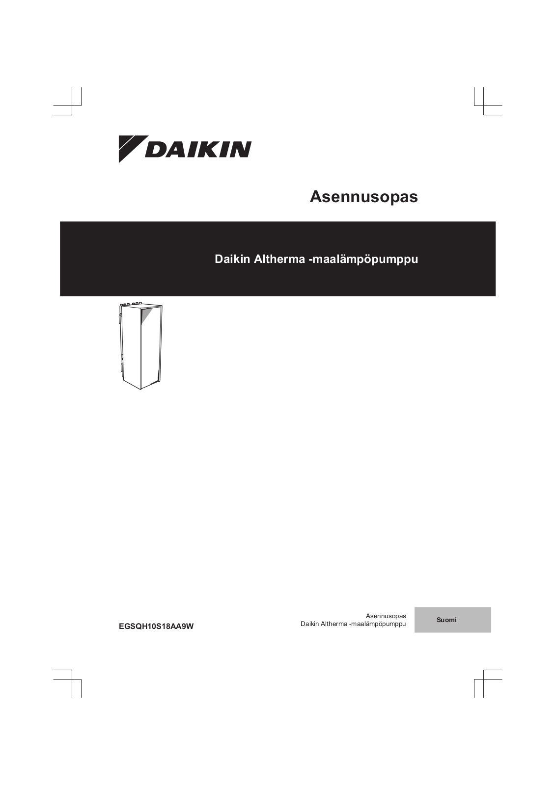 Daikin EGSQH10S18AA9W Installation manuals