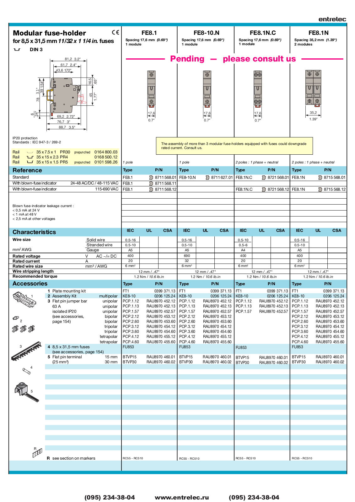 Entrelec FE8.1, FE8.1N.C, FE8.1N Catalog Page