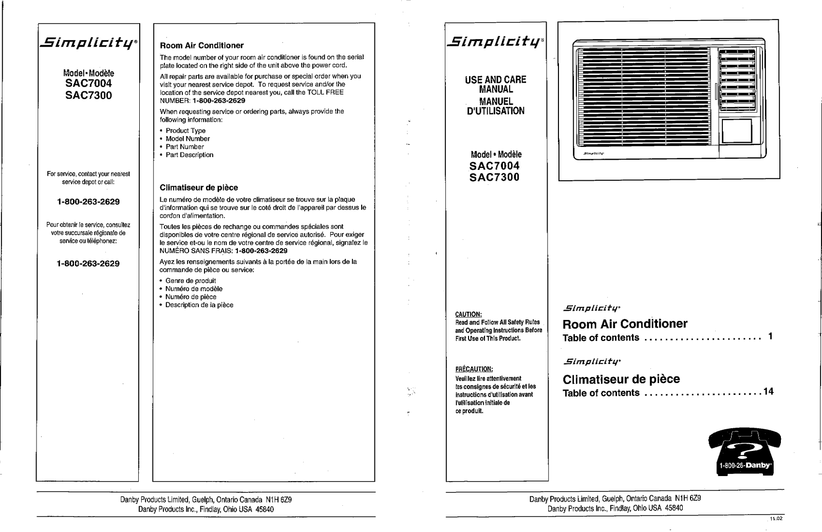 Danby SAC7004 User Manual