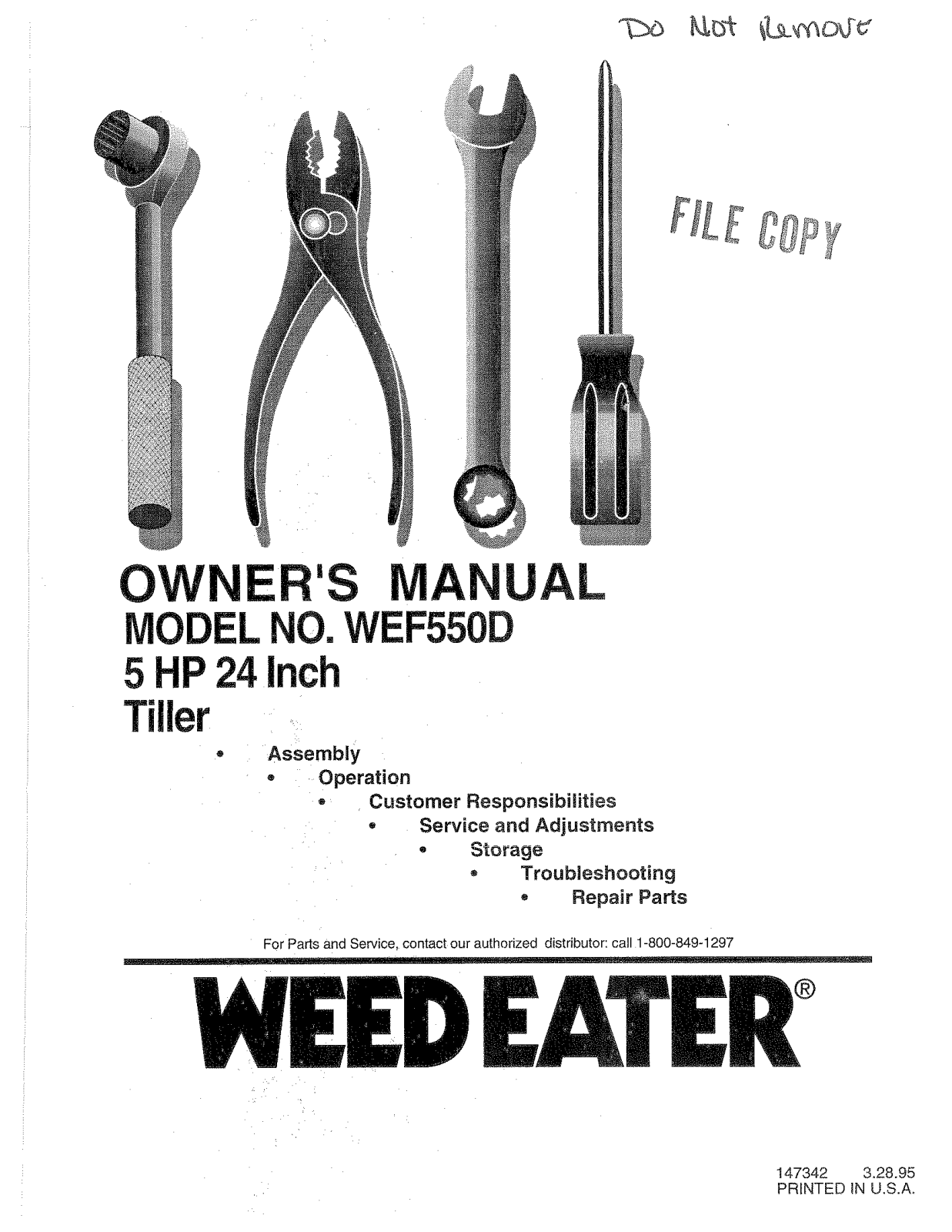 Weed Eater WEF550D User Manual