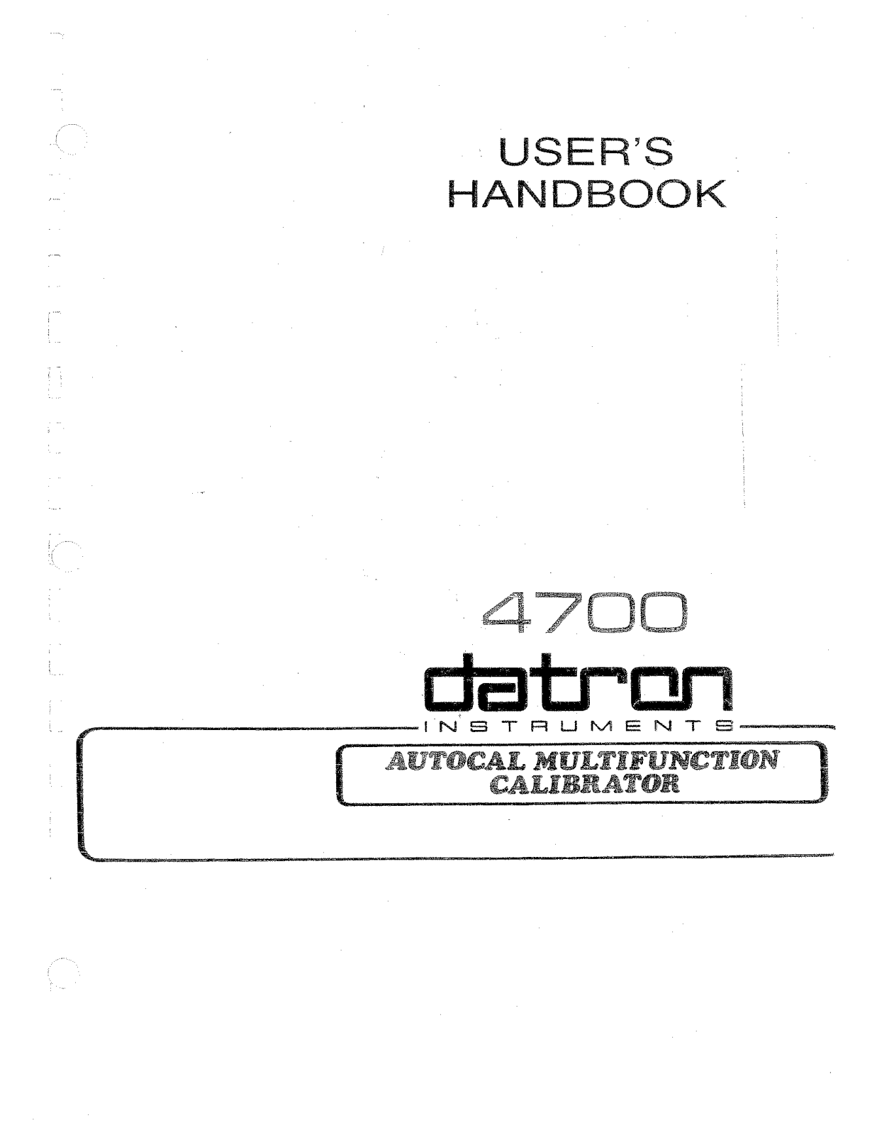 Datron Instruments 4700 User Manual