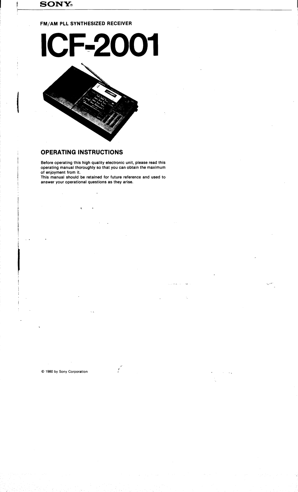 Sony ICF-2001 Operating Instructions