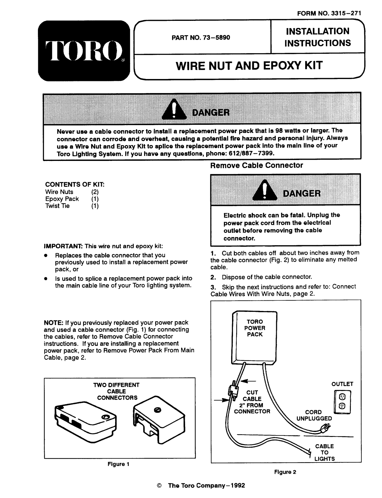 Toro 73-5890 Installation Instructions