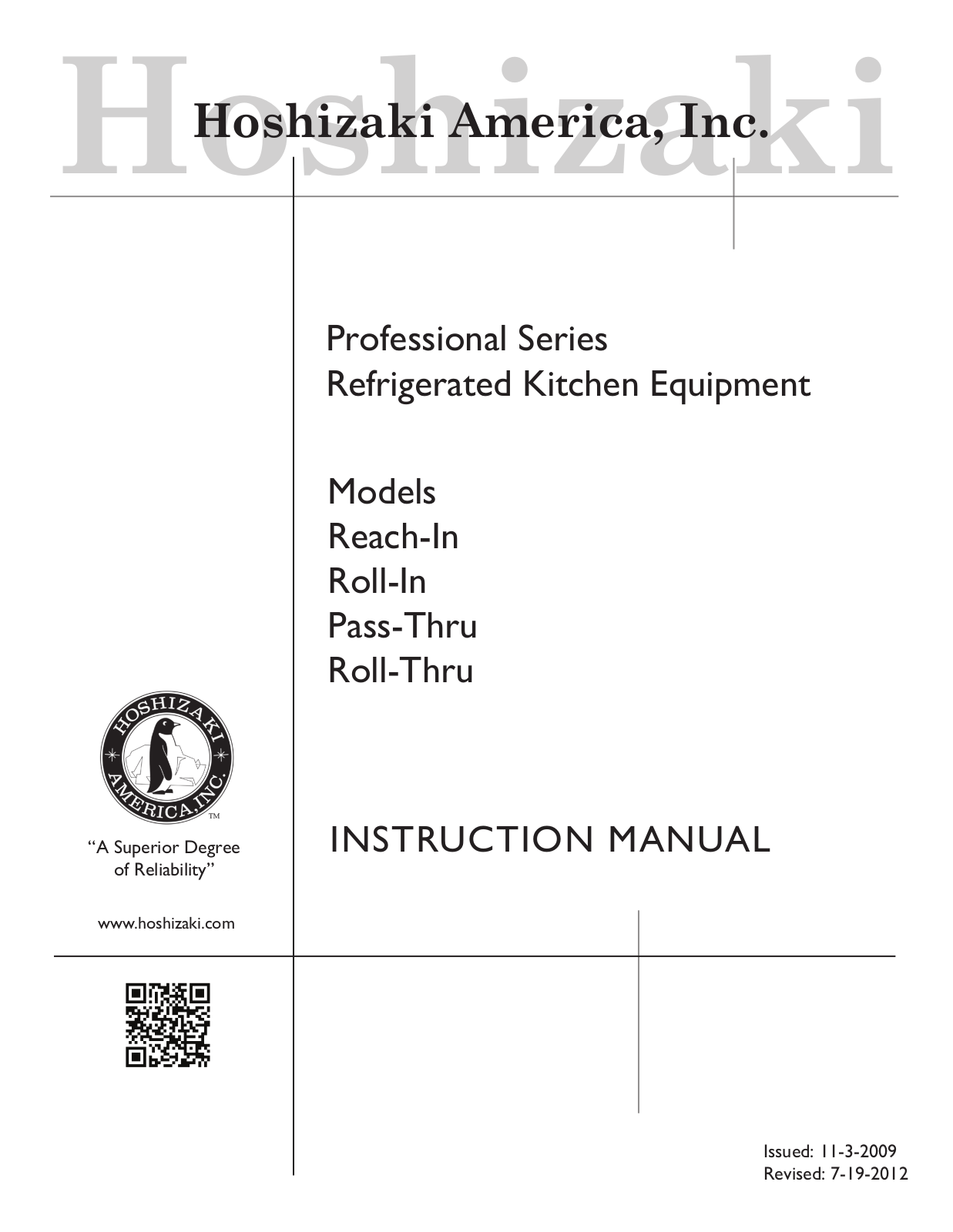 Hoshizaki PTR1SSEHGHG, PTR1SSEFGFG, PTR2SSEFSFS, PTR1SSEHSHS, PTR1SSEFSFS User Manual