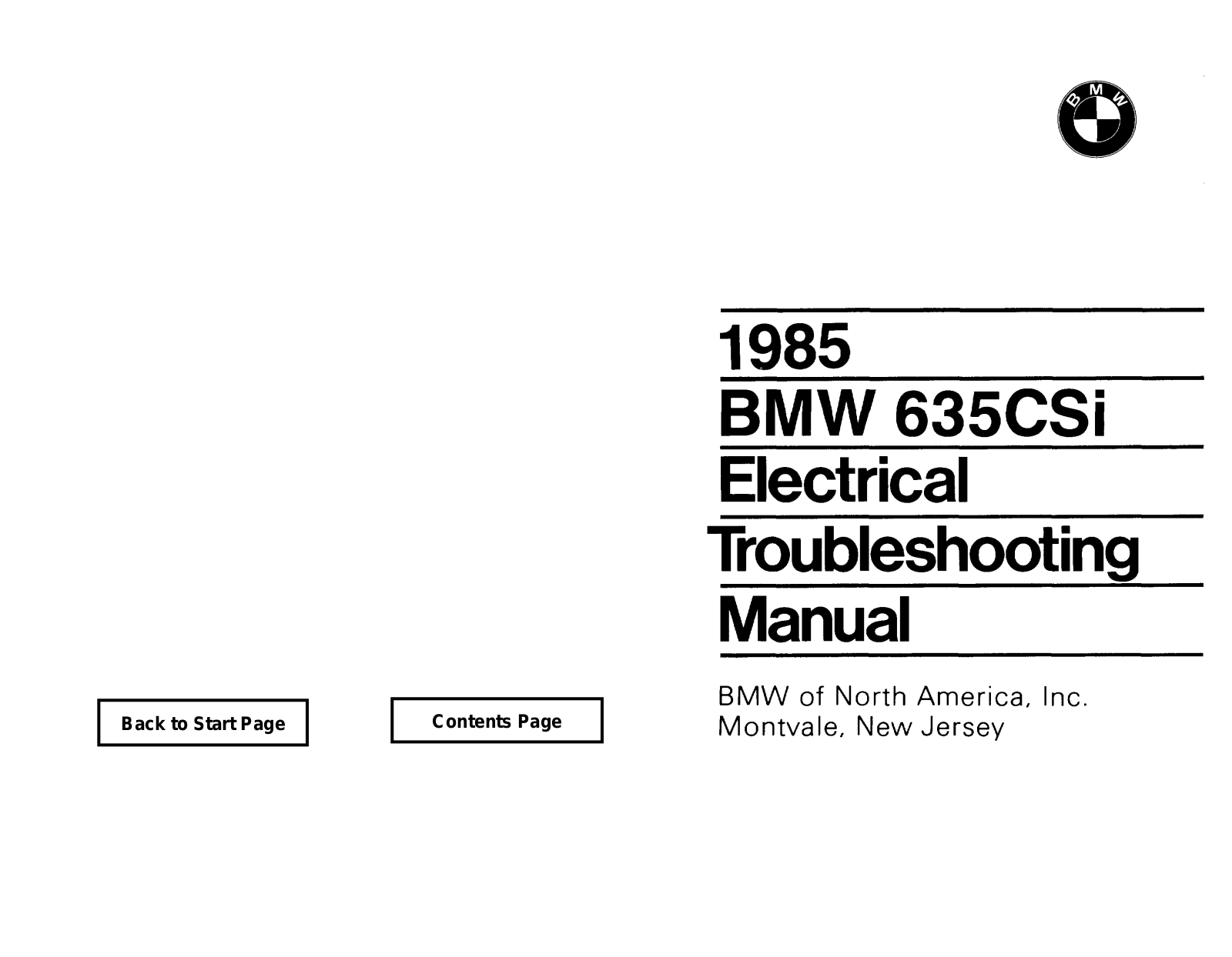 BMW 635csi 1985 User Manual