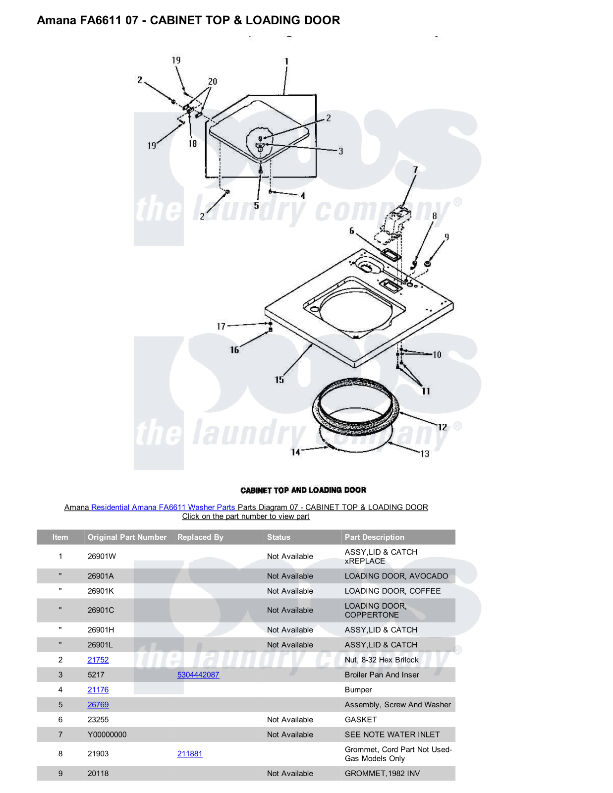 Amana FA6611 Parts Diagram