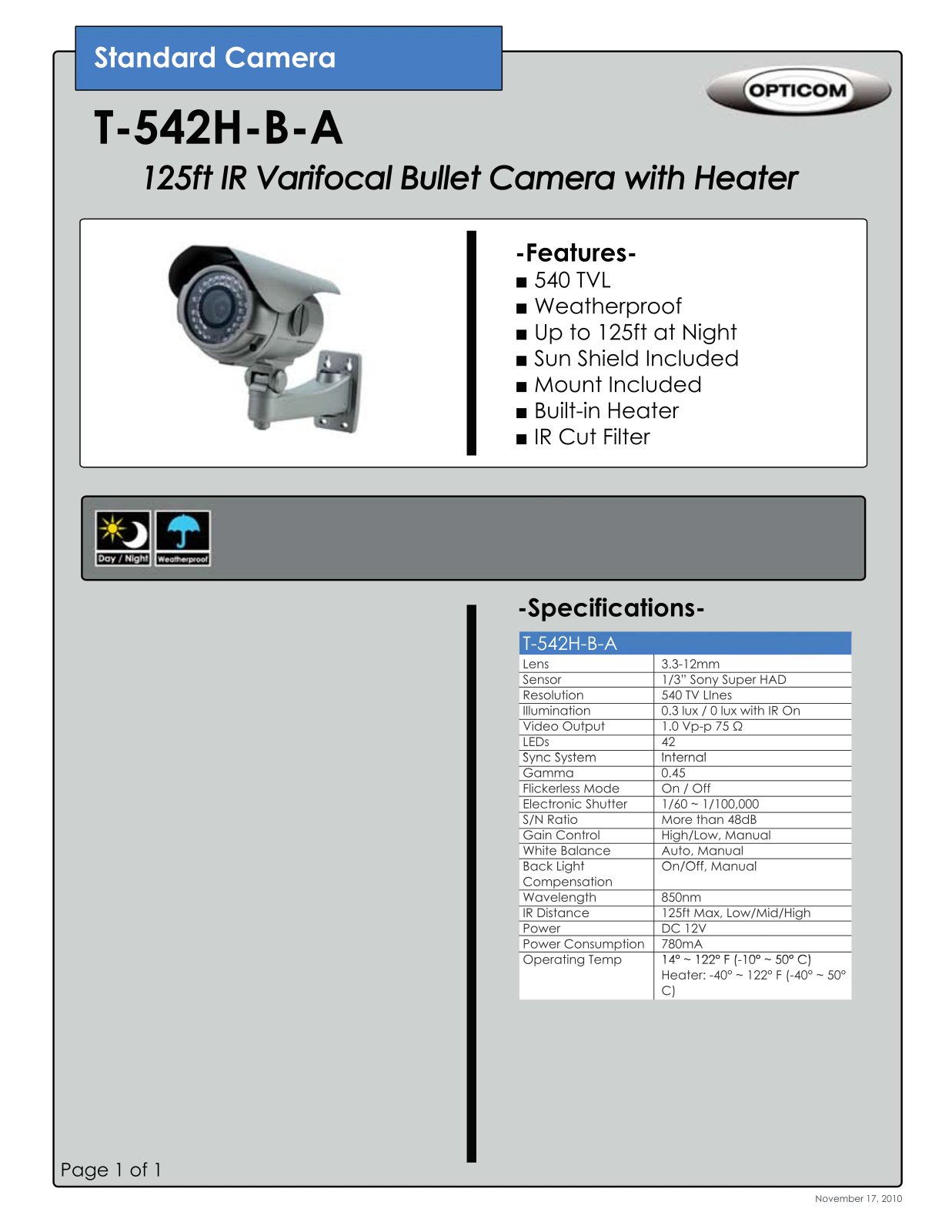 Opticom T-542H-B-A DATASHEET - ManualMachine.com