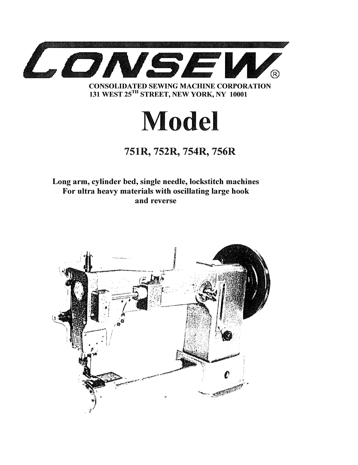 CONSEW 751R, 752R, 754R, 756R Operator Guide