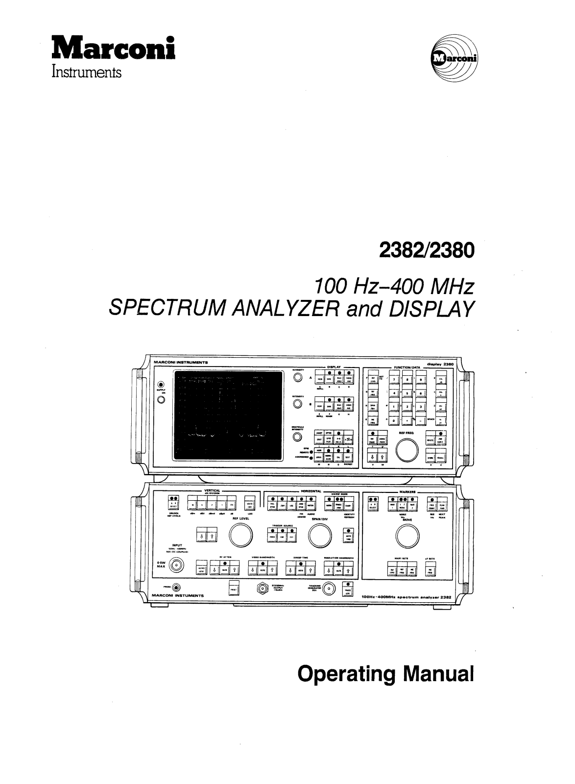 Marconi 2380, 2382 User Manual