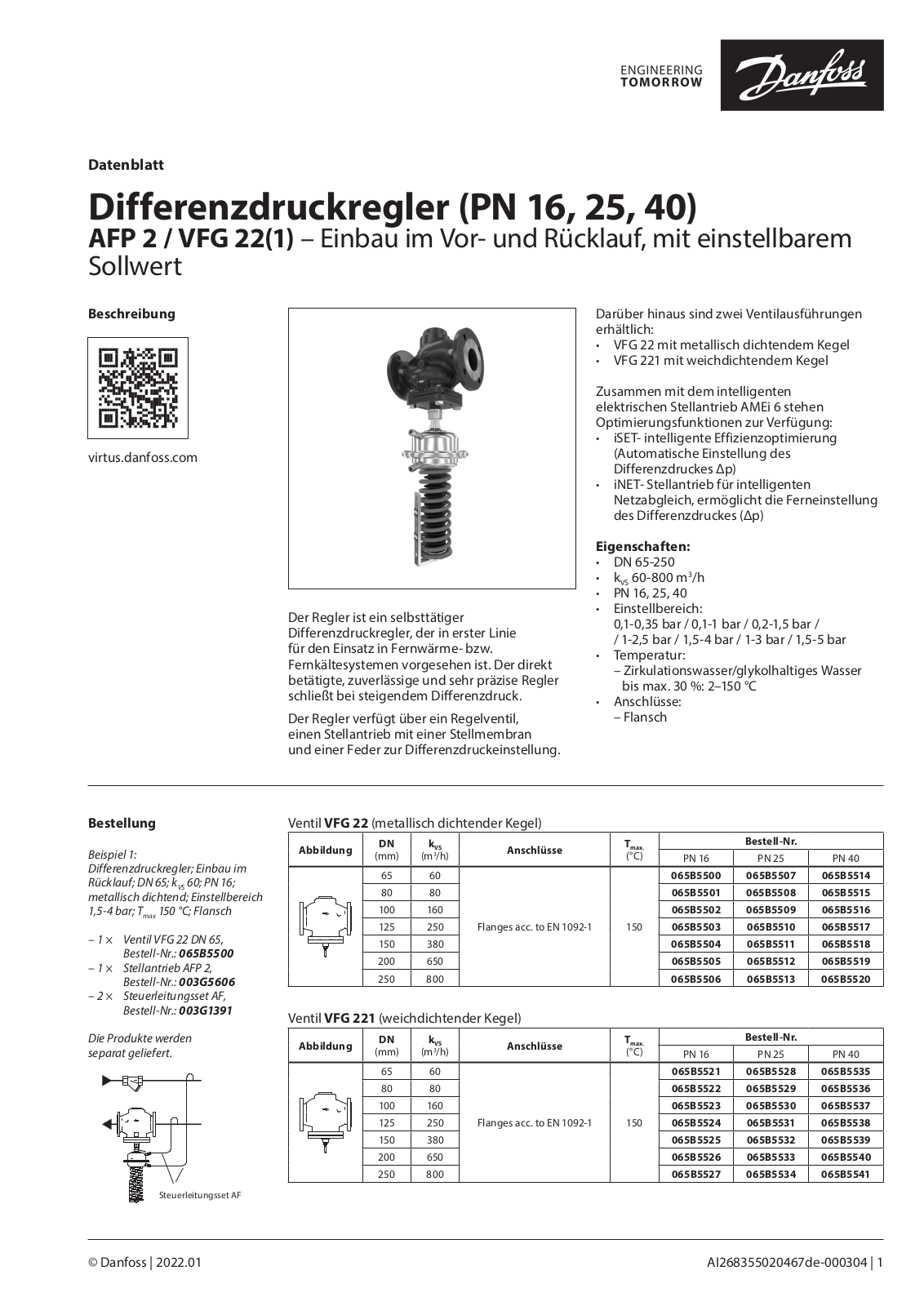 Danfoss AFP 2 / VFG 22, AFP 2 / VFG 221 Data sheet