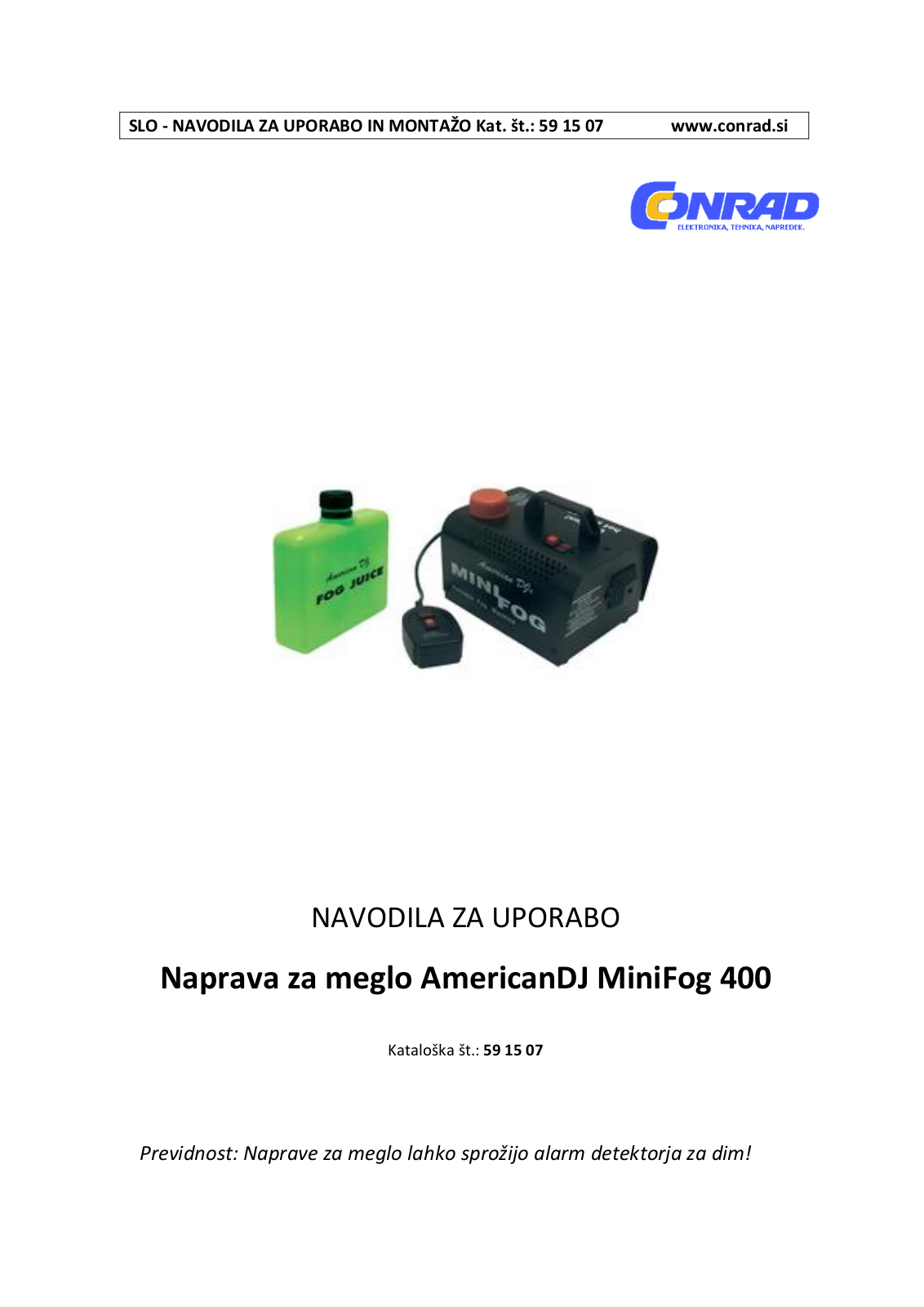 ADJ Mini Fog Operation Manual