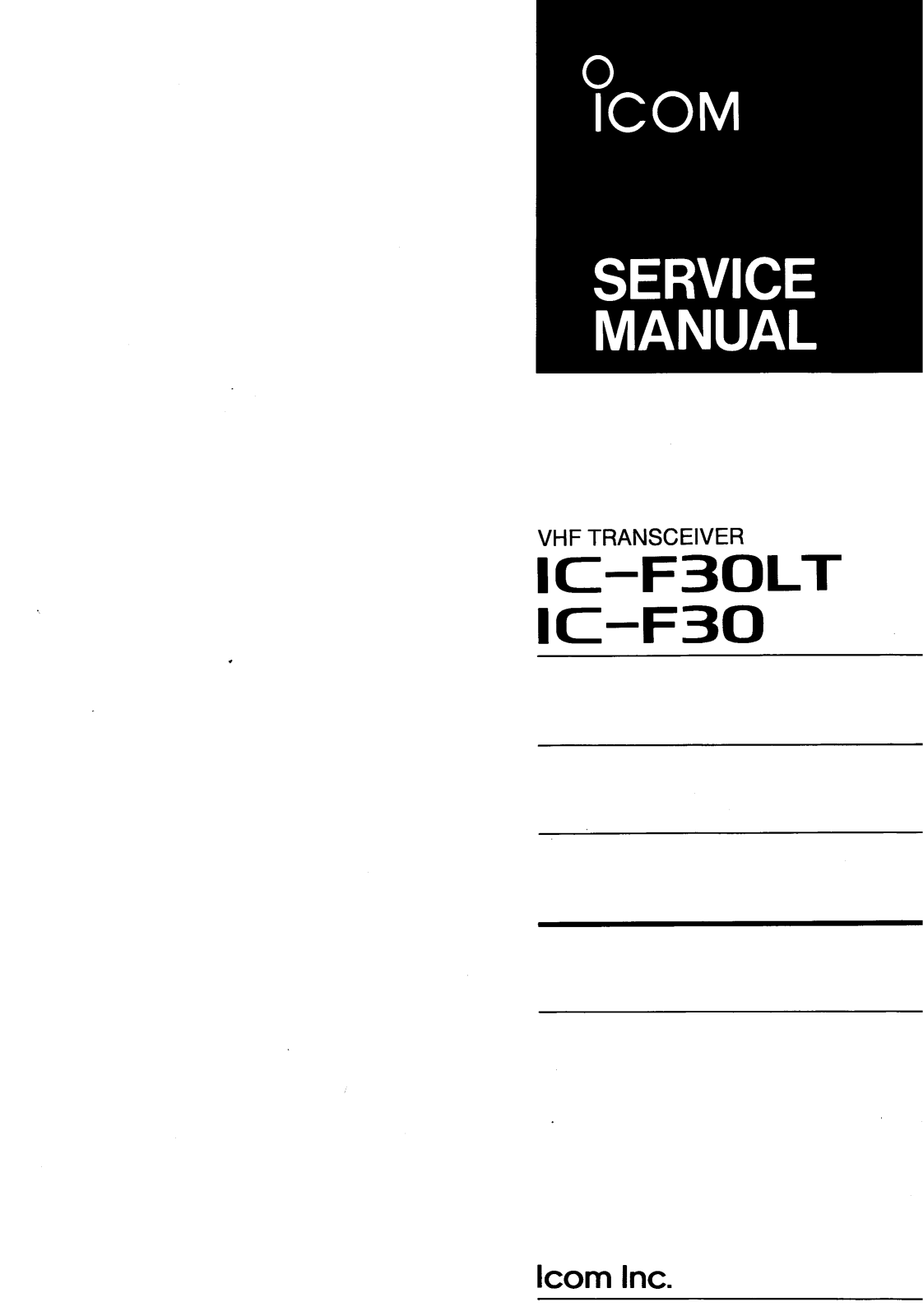 Icom IC-F30, IC-F30LT Service Manual