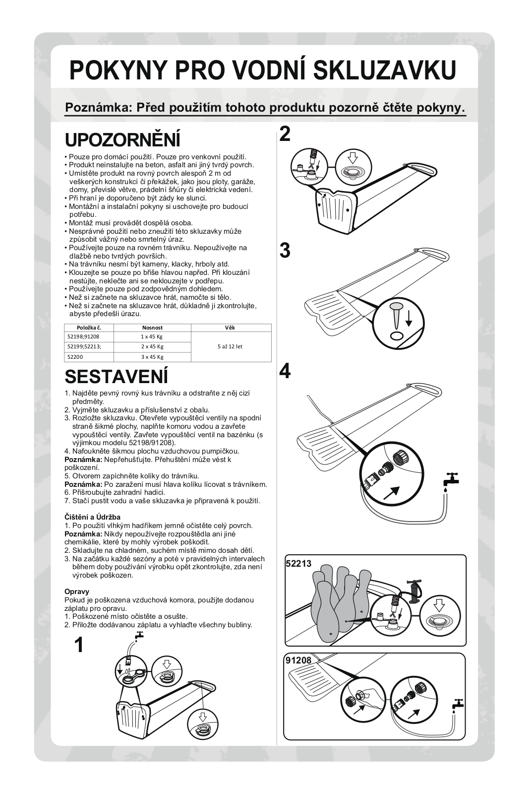 Bestway 52198, 91208, 52199, 52213, 52200 User Manual