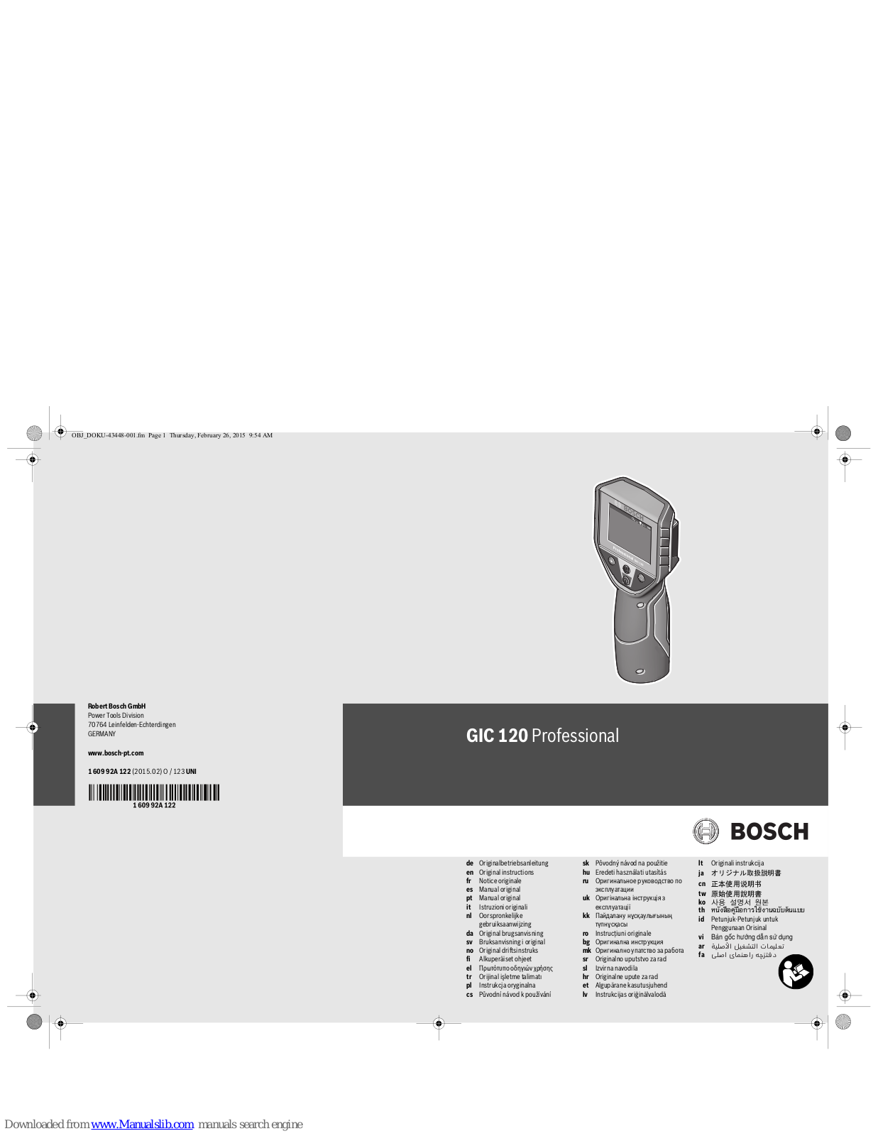 Bosch GIC 120 Professional Original Instructions Manual