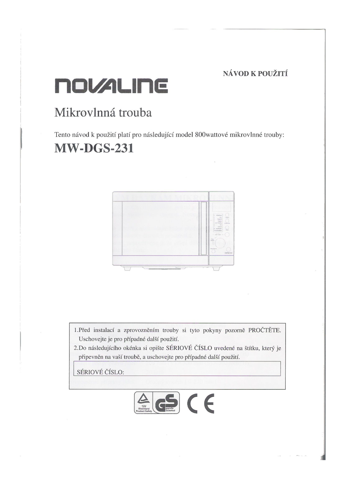 Novaline MW-DGW-231 User Manual