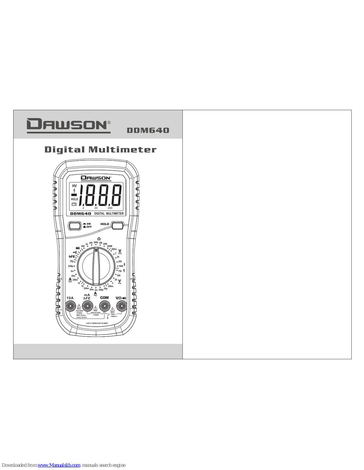 Dawson Tools DDM640 User Manual