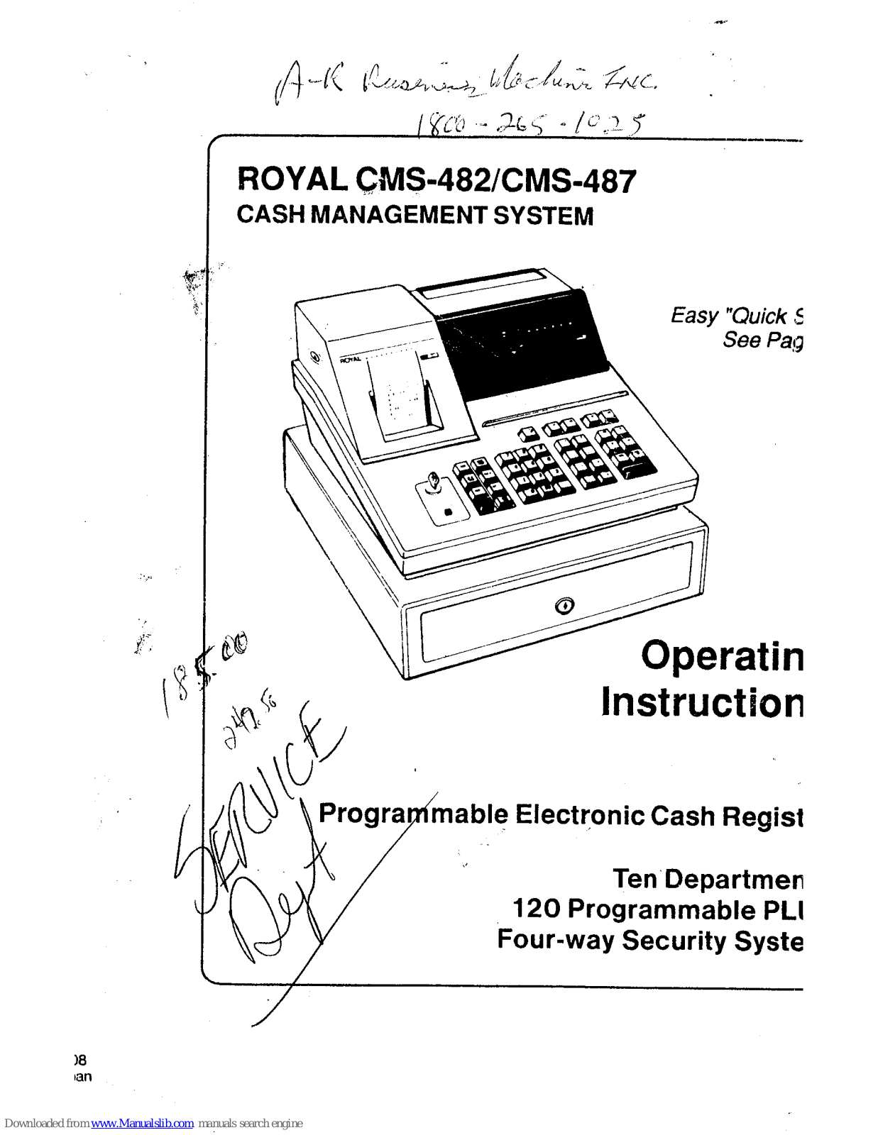 Royal CMS-482, CMS-487 Operating Instructions Manual