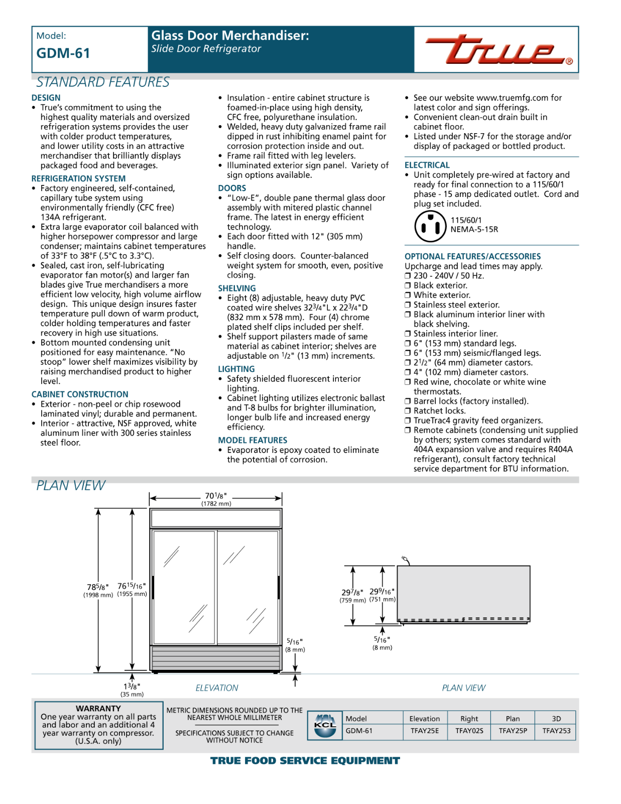 True GDM-61 User Manual