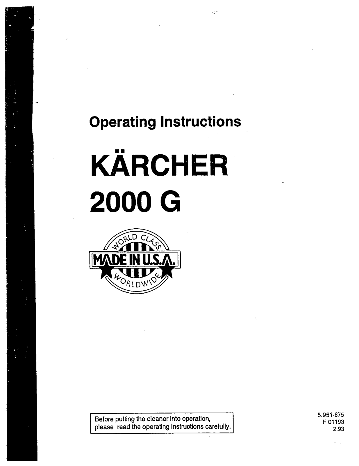 Karcher K 2000 G User Manual