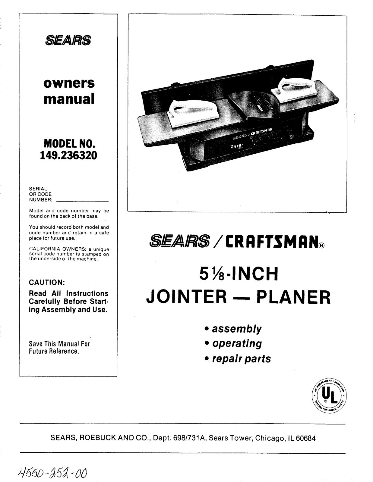 Craftsman 149236320 Owner’s Manual