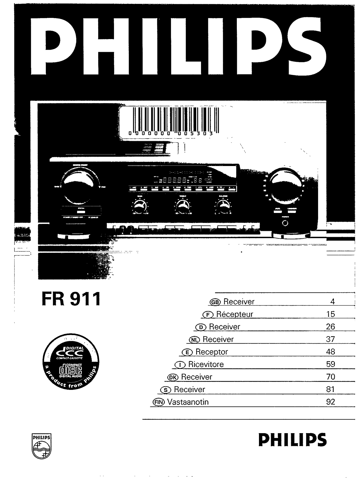 Philips FR911, FR911/00S User Manual