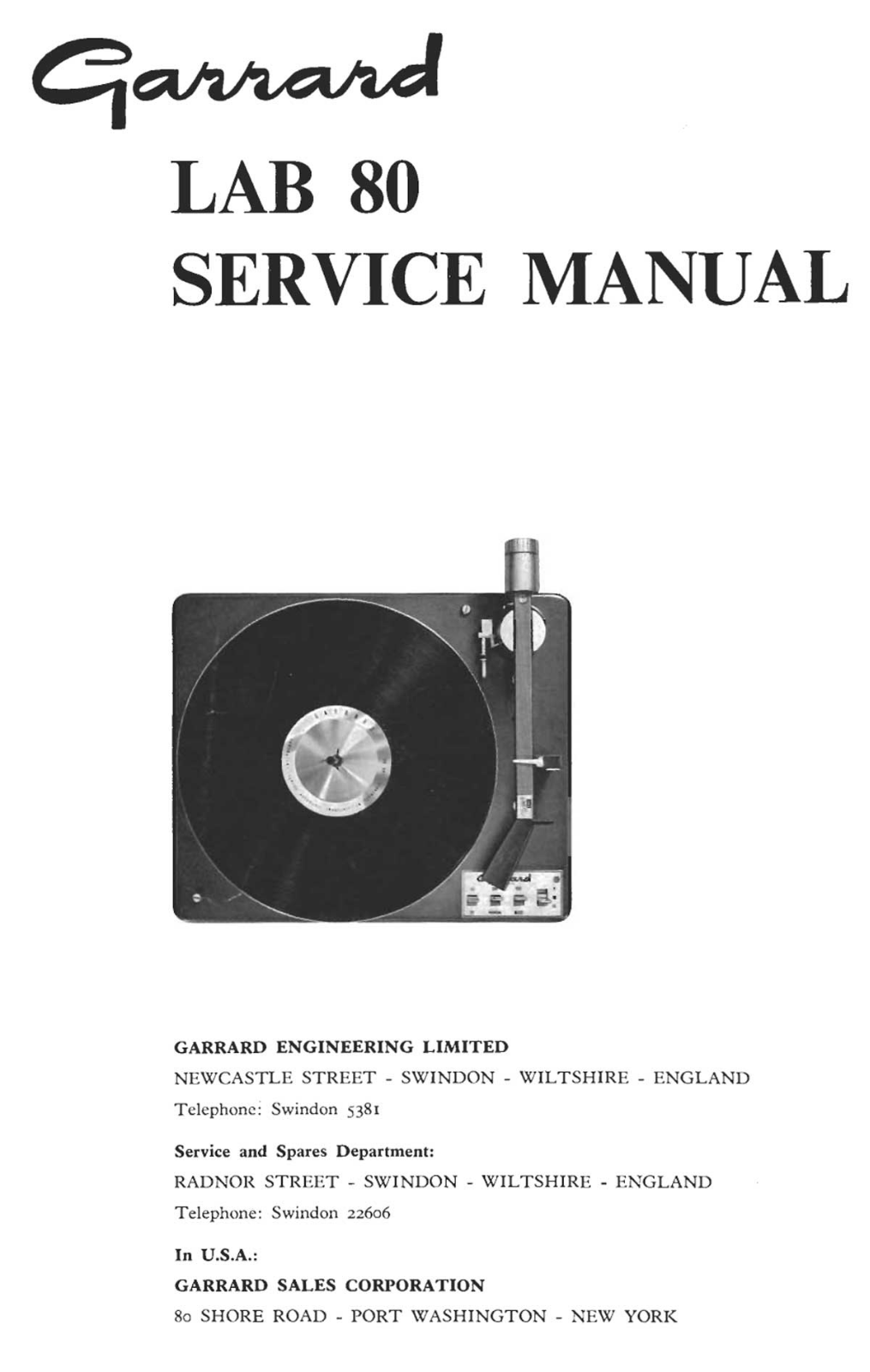 Garrard LAB-80 Service manual