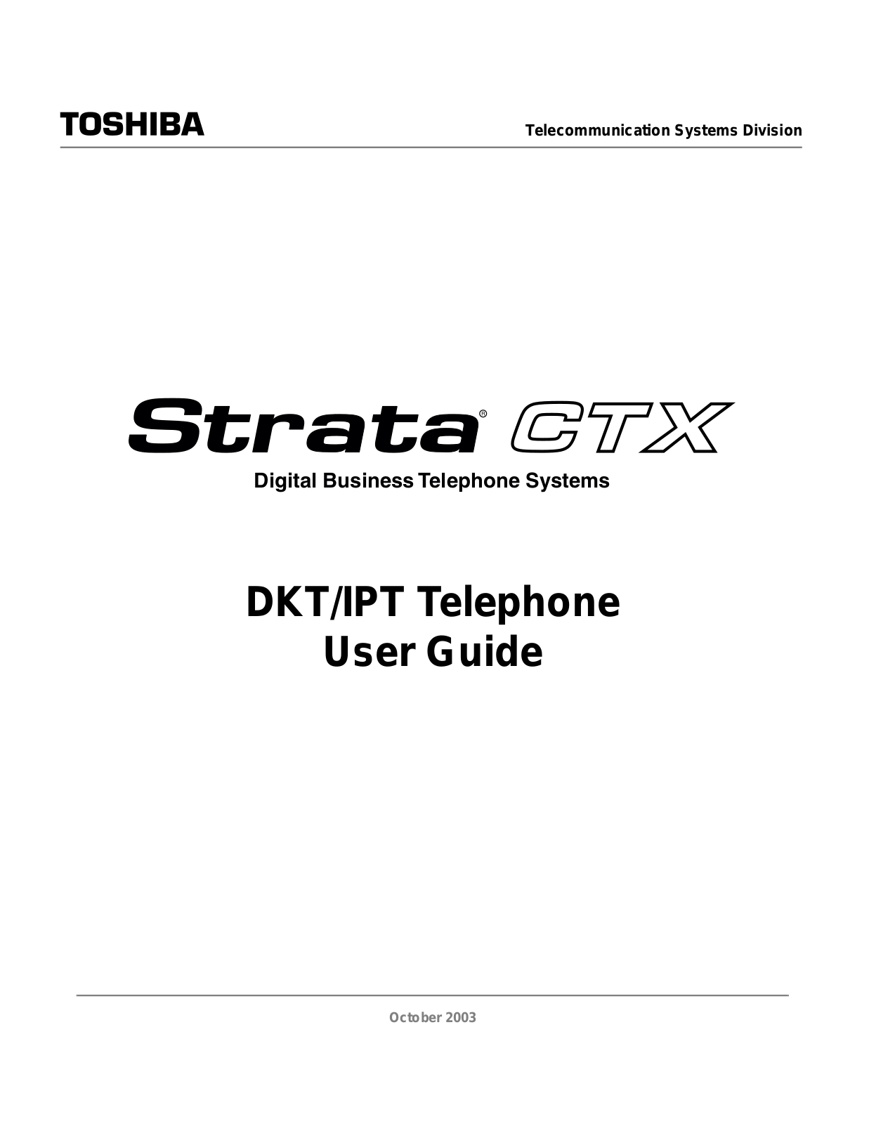 Toshiba DKT User Manual