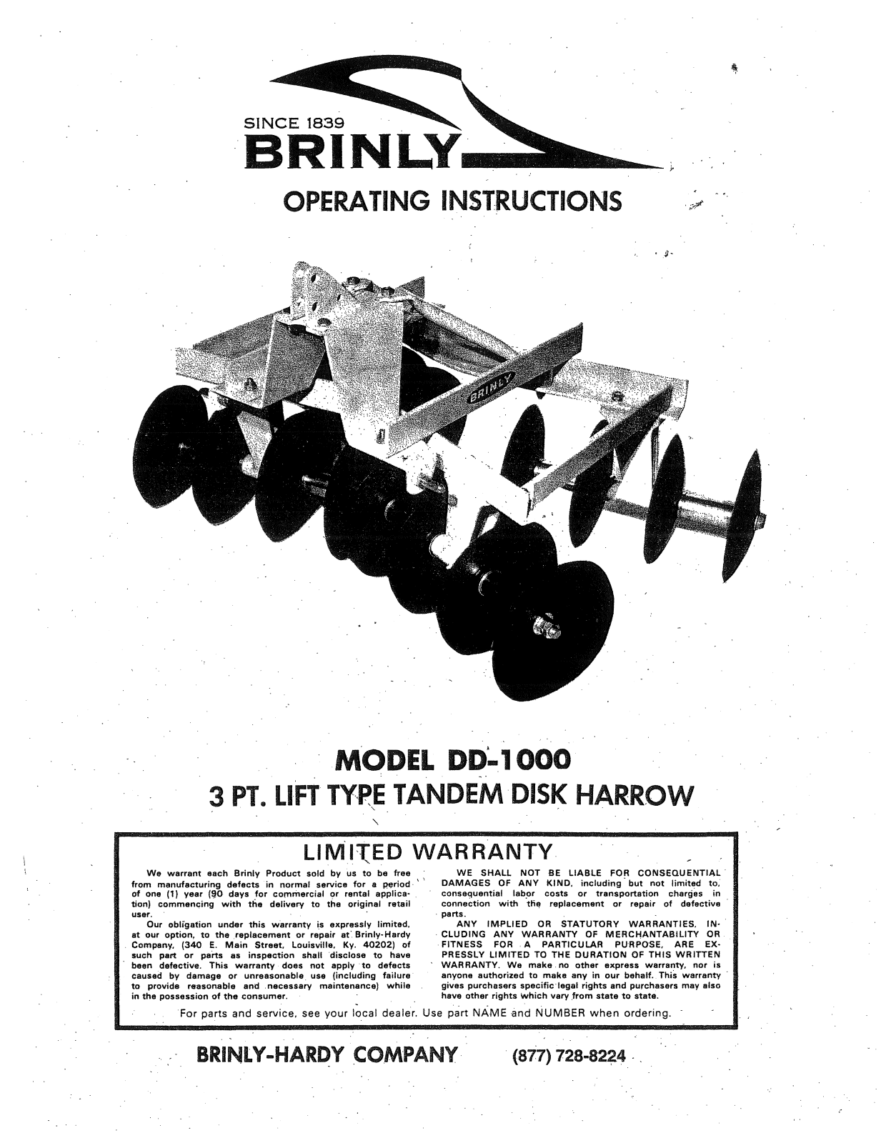 Brinly DD-1000 Operating Instructions Manual - ManualMachine.com