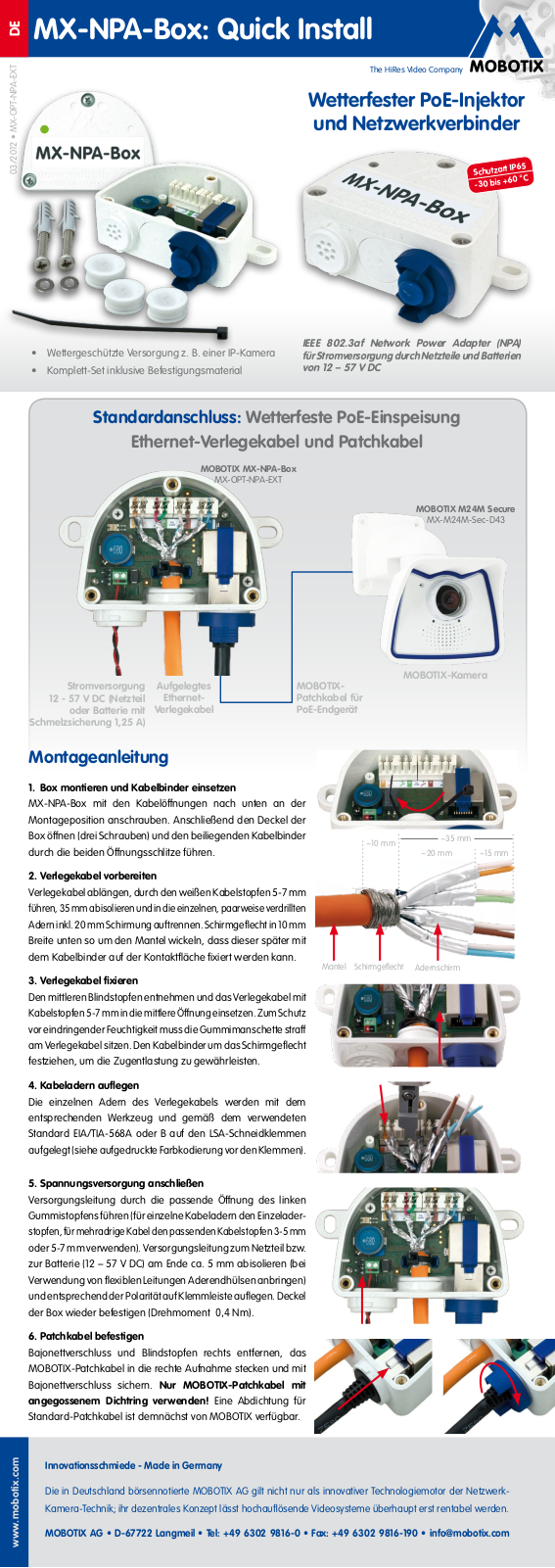 MOBOTIX MX OPT-NPA1-EXT Datasheet - ManualMachine.com