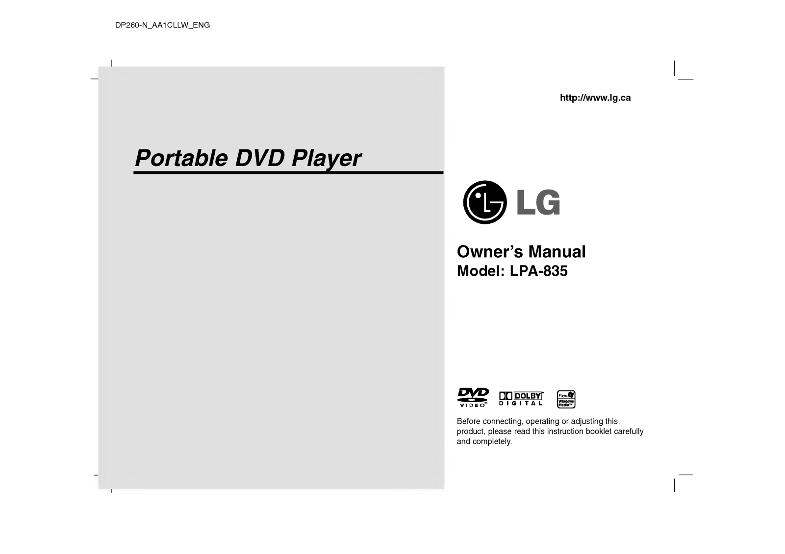 LG LPA-835 User Manual