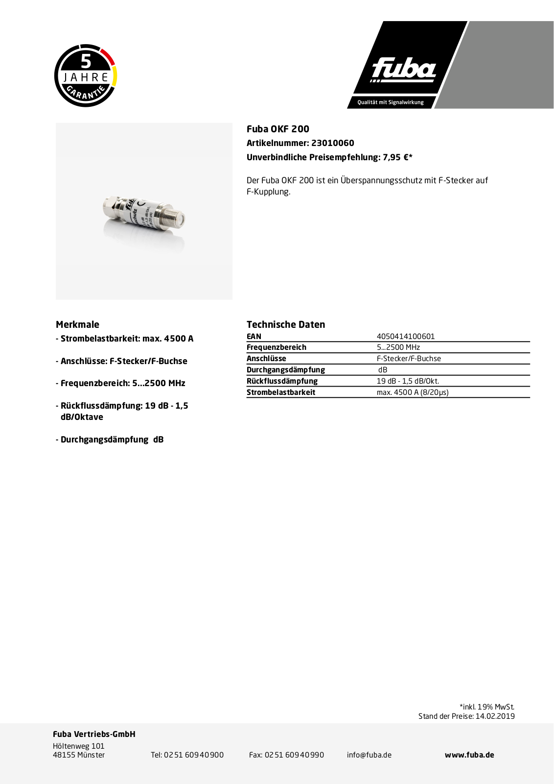 Fuba OKF 200 Technische Daten - ManualMachine.com