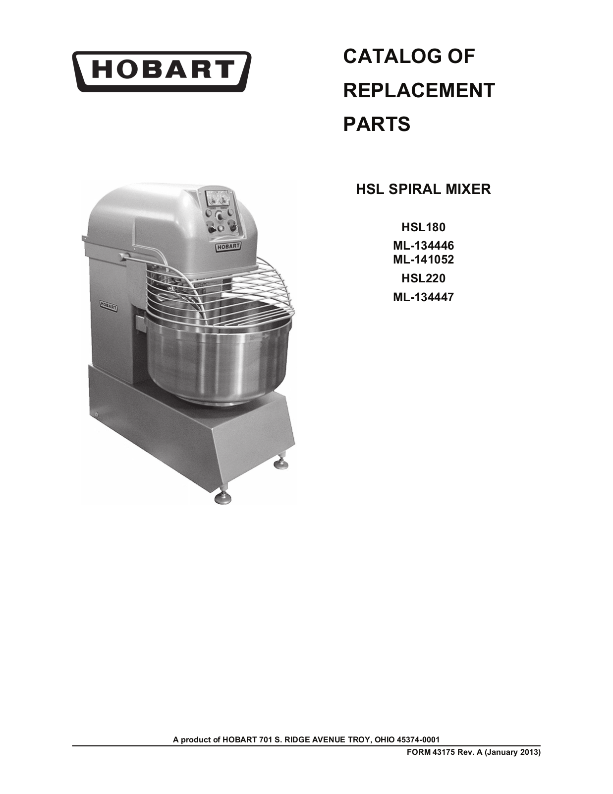 Hobart HSL180 Parts Manual